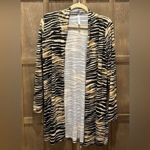 Women's Cool Melon Zebra Print Open Front Cardigan